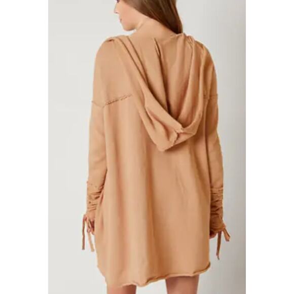 Free People Get Yer Gauze Cardigan Hoodie Ruched French Terry Oversized XS - Picture 2 of 8